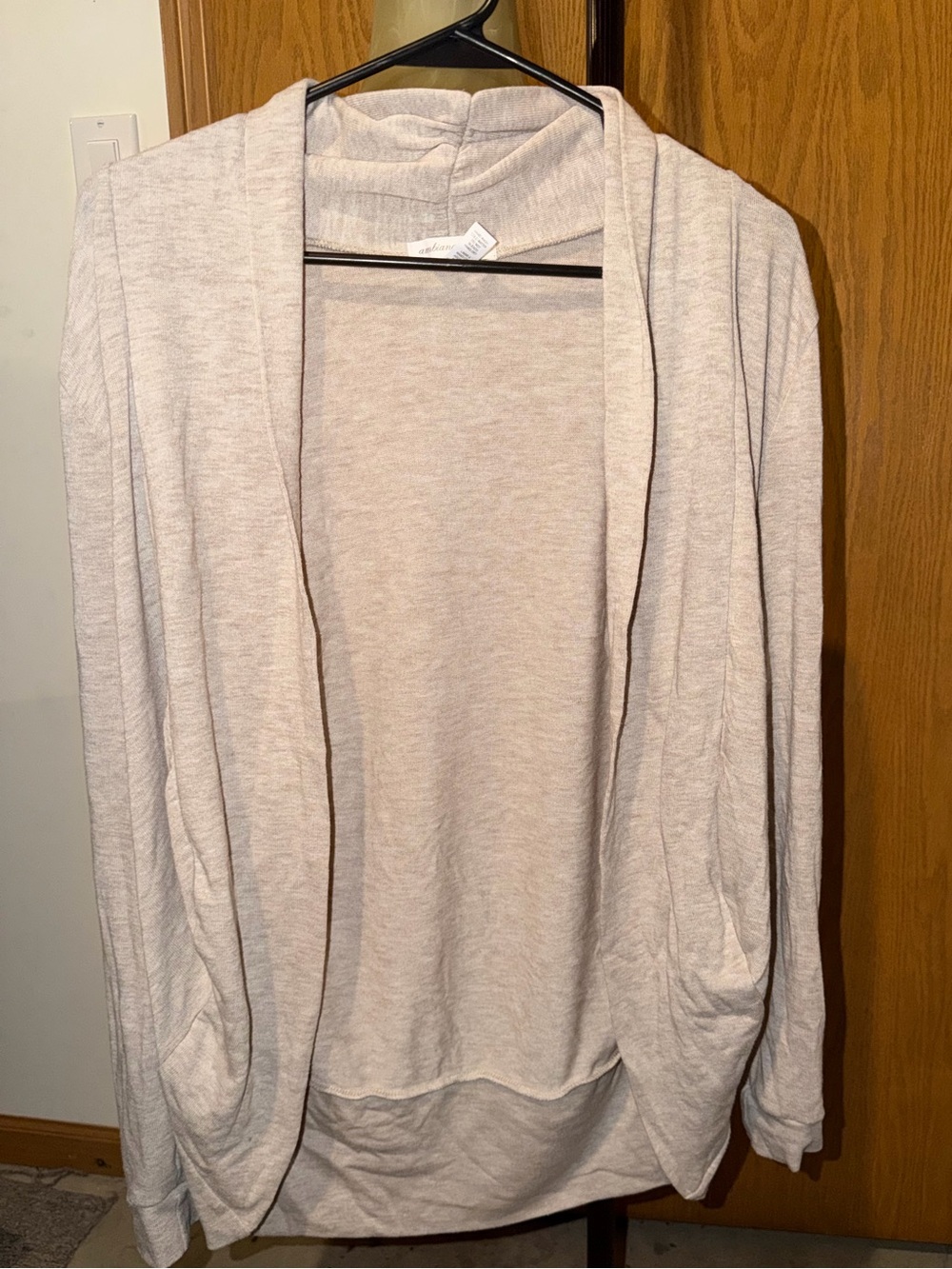 Ambiance Light Beige Open-Front Drape Cardigan